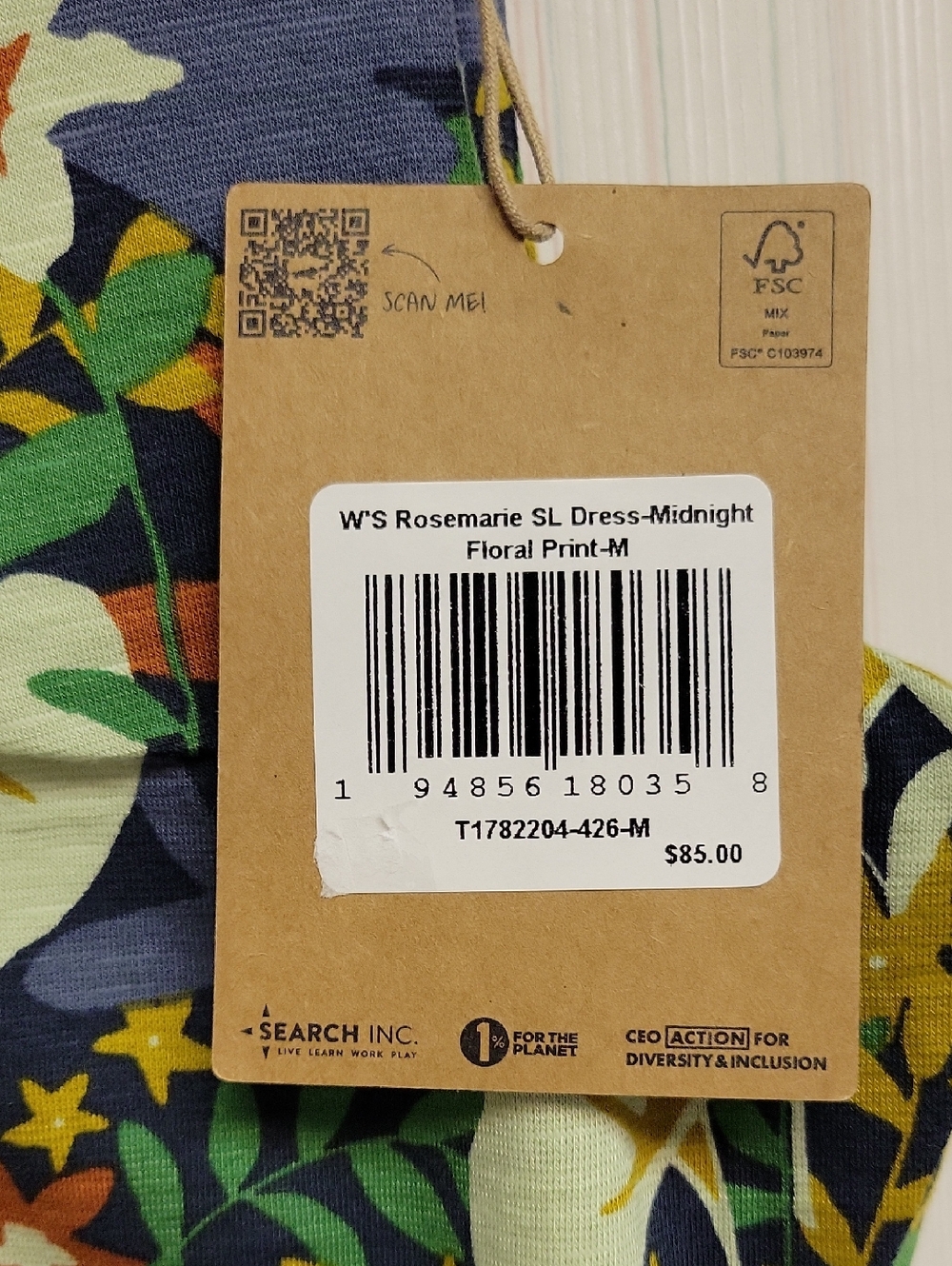 Toad&Co Blue Floral Midi Rosemarie Dress W/Green & Orange Accents New Medium - Picture 5 of 7